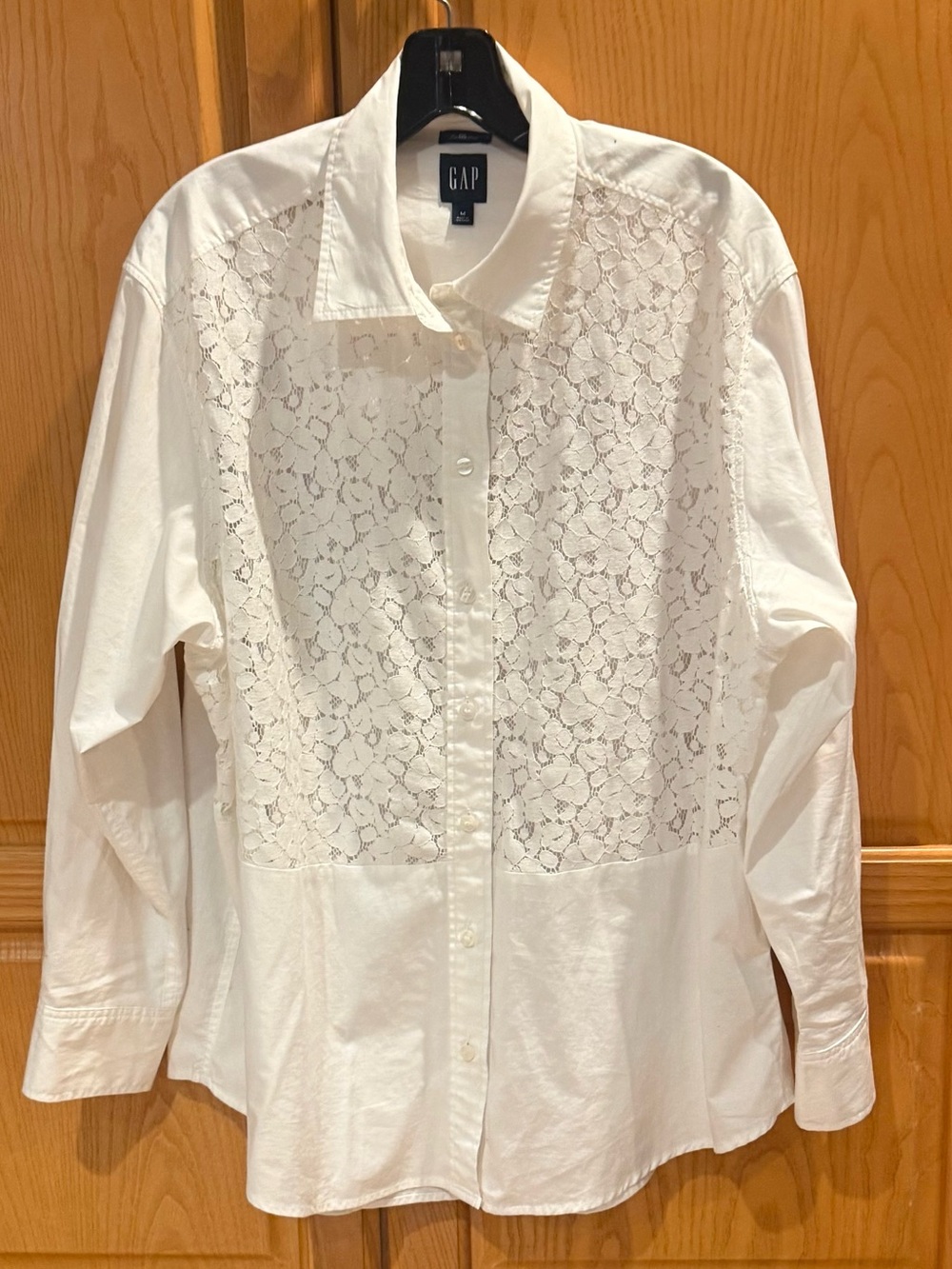 Gap The White Big Shirt Lace Bib Oversized Shirt Size Medium